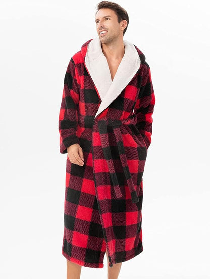 DAVID ARCHY Men's Soft Fleece Plush Robe Full Length Long Bathrobe