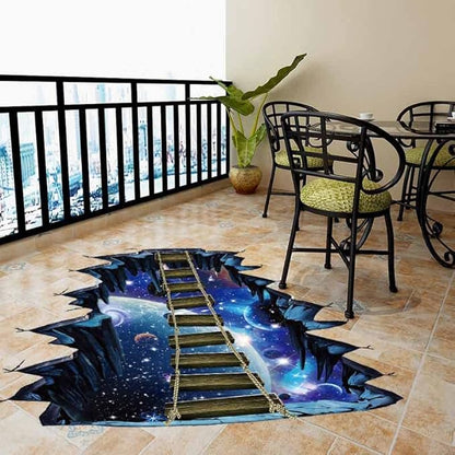 Quanhaigou Blue Galaxy Bridge Wall Sticker,3D Outer Space Decorations Decal for Home Decor Kids Bedroom Large