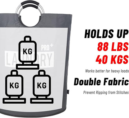 Caroeas Super Large 150L Laundry Basket Pro, Waterproof Laundry Hamper, Collapsible Laundry Basket Easy Storage, Clothes Hamper Stands Up Well, Laundry Bag with Padded Handles (Dark Grey)