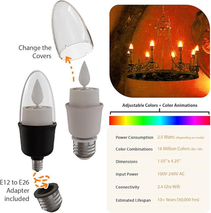 Smart Flameless Candle Light Bulb, Decorative Candle Flame Lights & Vintage Lighting for Chandelier Candelabra, Pendant, Wall Sconces and Lighting Fixtures