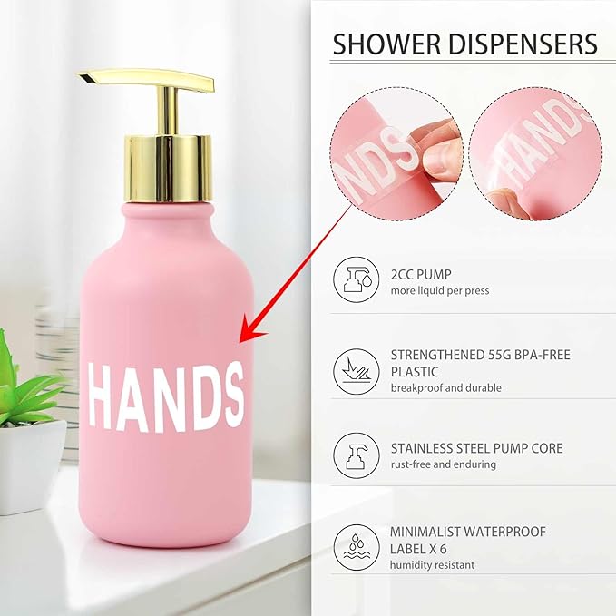 25PCS Pink Bathroom Accessories Sets Complete, with Shower Curtain, Rugs, Trash Can and Toilet Brush, Toothbrush Holder and Cup, Soap Dispenser, Soap Dish, Qtip Holder, Bathroom Decor Sets