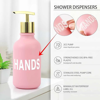 25PCS Pink Bathroom Accessories Sets Complete, with Shower Curtain, Rugs, Trash Can and Toilet Brush, Toothbrush Holder and Cup, Soap Dispenser, Soap Dish, Qtip Holder, Bathroom Decor Sets