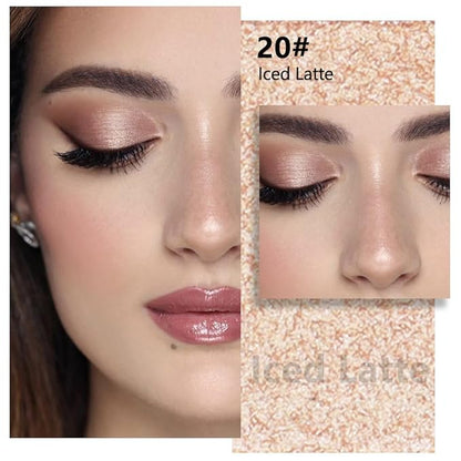 evpct Light Nude Brown Shimmer Single Eyeshadow Palette Makeup for Older Women, Iced Latte Glitter Sparkle Cream Eye Shadow Palette Brightener Makeup for Older Women, High Pigment Monochrome Eyeshadow