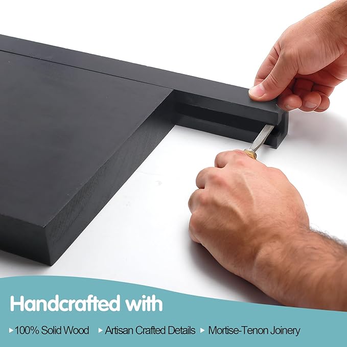 Solid Walnut Floating Shelves for Wall, 16"*6.7"*1.6"Real Thick Wood Mounted Wall Display Shelf with Joinery for Home Decor, Bathroom,Kitchen（ Black Stain）