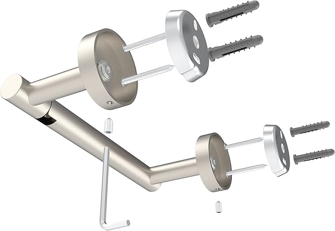 Ruacq Toilet Paper Holder Brushed Grey Double Post Pivoting Round Tissue Holders Roll Holder Hangers Toilet Paper Holders SUS 304 Stainless Steel Modern Wall Mounted