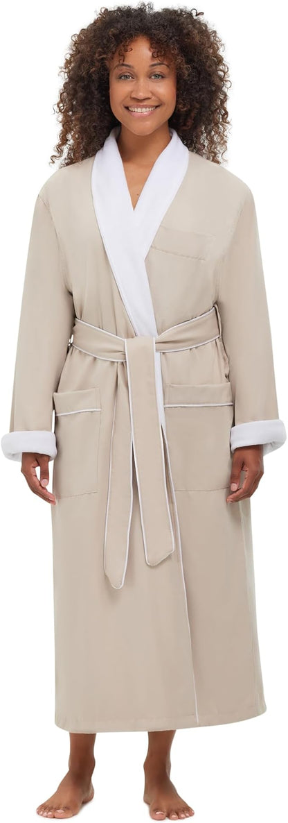 Terry Lined Microfiber Hotel Robe - Luxury Spa Bathrobe by Monarch/Cypress
