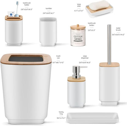 Bathroom Accessories Set,White Bathroom Set,24 Pieces Bathroom Accessory Set with Shower Curtain,Trash Can for Bathroom Accessories Décor and Home Gifts