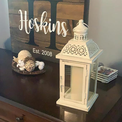 DECORKEY Lantern Decorative Indoor&Outdoor, 14.4'' Large Metal Candle Lanterns, Vintage Hanging Candle Holders Farmhouse Shelf Wedding Front Porch Patio Decor, Halloween Christmas Decorations for Home