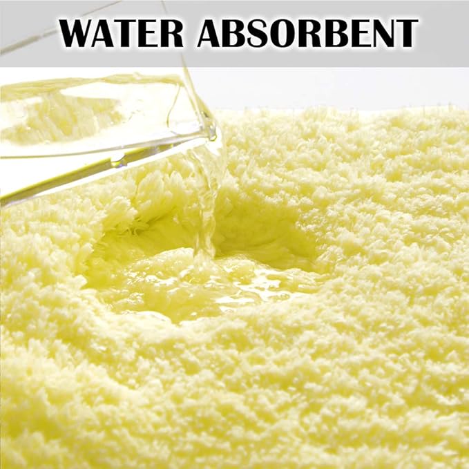 Suchtale Large Extra Soft and Absorbent Shaggy Bath Mat (24 x 40, Yellow) Machine Washable Microfiber Non Slip Bath Mat for Bathroom Floor