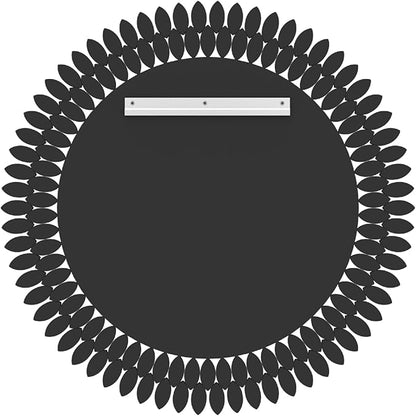 Kelly Miller Round Jeweled Mirror for Wall Decor, 32 in Modern Decorative Wall Mirror with Luxury Diamonds Beveled Vanity Mirror for Bedroom, Living Room, Bathroom, Hallway, Entryway, Fireplace