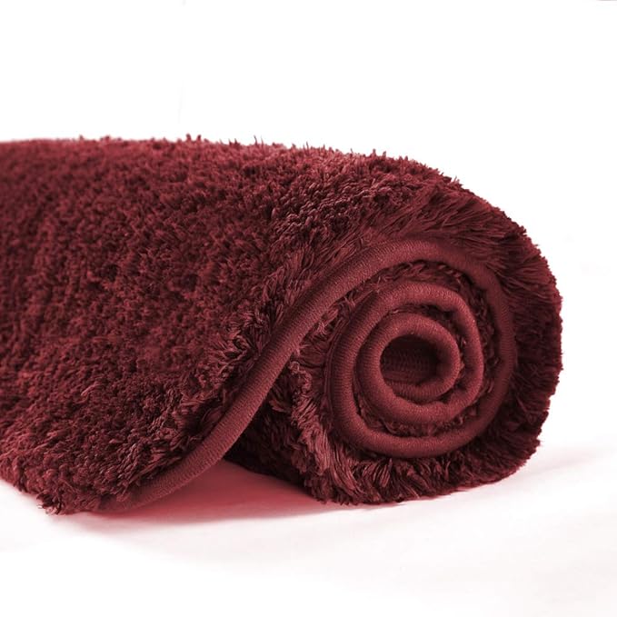 Suchtale Large Extra Soft Shaggy Bath Mat (24 x 60, Red) Machine Washable Microfiber Non Slip Luxury Bathroom Floor Mat