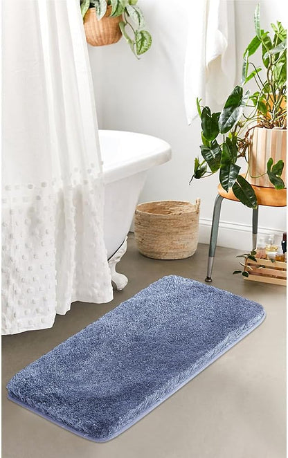 Suchtale Bath Rug for Bathroom Non Slip Bathroom Mat (20 x 32, Blue) Water Absorbent Soft Microfiber Shaggy Bath Rug Machine Washable Bath Mat for Bath Thick Plush Shower Mat