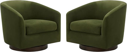 CHITA Swivel Accent Chair, FSC Certified Upholstered Velvet Barrel Chair for Living Room Set of 2, Fully Assembled, Forest Green