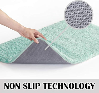Suchtale Bathroom Rug Non Slip Bath Mat for Bathroom (16 x 24, Aqua) Water Absorbent Soft Microfiber Shaggy Mat Machine Washable Bath Rug for Thick Plush Rugs for Shower.