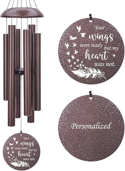 Wind Chimes Personalized, Metal Deep Tone Wind Chimes in Loving Memory, Custom Text for Loss of Loved Mom/Dad, Sympathy Gifts Wind Chime Memorial Gifts for Funeral Outdoor 36inch