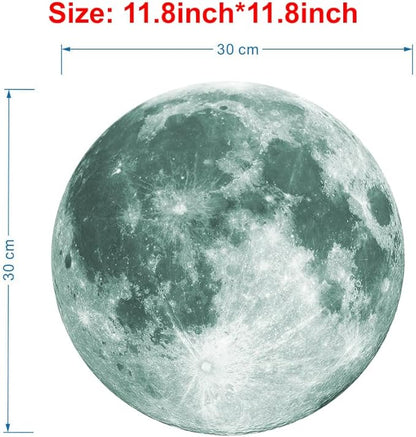 Quanhaigou Glow in The Dark Wall or Ceiling Moon Stickers – Green Luminous Big Moon Wall Stickers DIY Decor for Kid Room