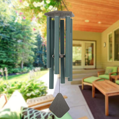 Wind Chimes Outdoor Large Deep Tone, 44 Inches Sympathy Wind Chimes Tuned Soothing Melody, Memorial Wind-Chime with 6 Heavy Tubes for Outside Decoration, Garden/Yard. Green