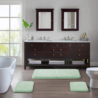 Suchtale Extra Soft and Absorbent Shaggy Bath Mat (24 x 60, Pale Green) Machine Washable Microfiber Non Slip Bath Mat for Bathroom Floor