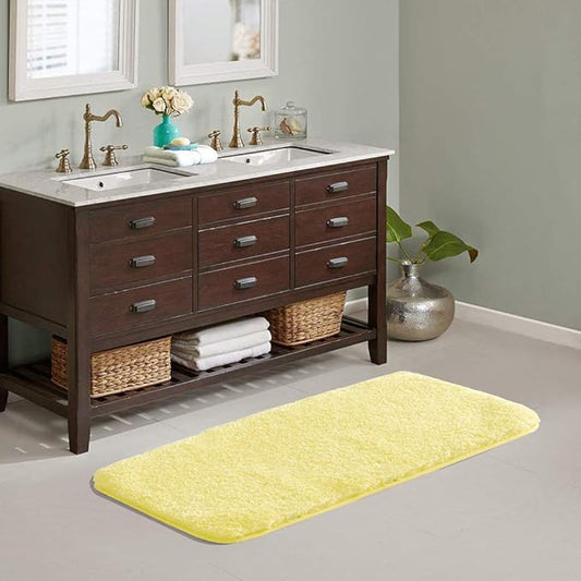 Suchtale Extra Soft & Absorbent Shaggy Bath Mat (24 x 60, Yellow) - Machine Washable Microfiber, Non Slip, Luxury Floor Mat