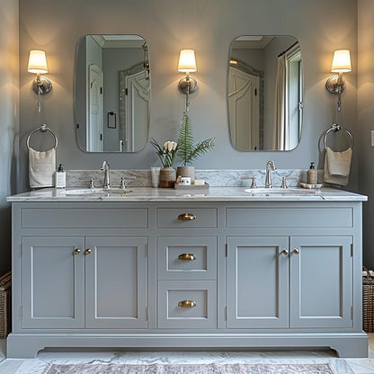 ANDY STAR Chrome Bathroom Mirror, 24x40 Inch Polished Chrome Oval Mirror for Bathroom with Stainless Steel Metal Frame, Oblong Mirror for Bathroom, Living Room, Entryway