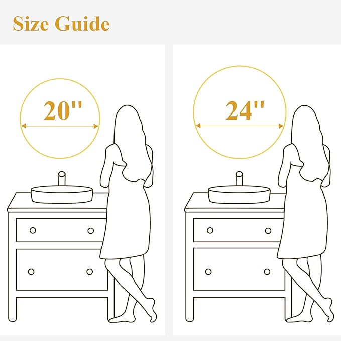 Fabuday Round Gold Mirror for Wall - 20 Inch Circle Mirror for Bathroom, Living Room Decor, Metal Golden Framed Small Circular Mirror