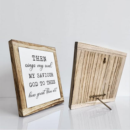 Rustic Wood Sign – ‘Sings My Soul’ Inspirational Wooden Plaque – Small Table or Shelf Decor, Spiritual Desk Sign, Wall Art for Home, Bedroom, Farmhouse Living Room, Motivational Quote, Home Decoration