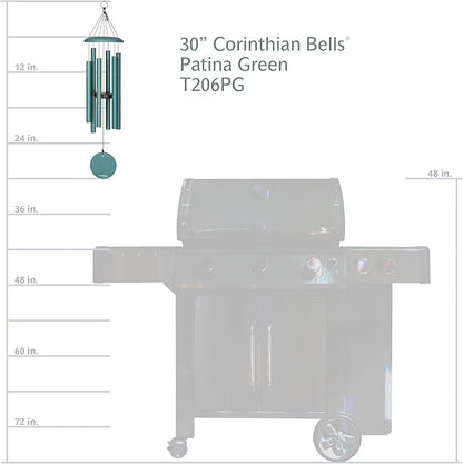 Corinthian Bells by Wind River - 30 inch Patina Green Wind Chime for Patio, Backyard, Garden, and Outdoor Decor (Aluminum Chime) Made in The USA