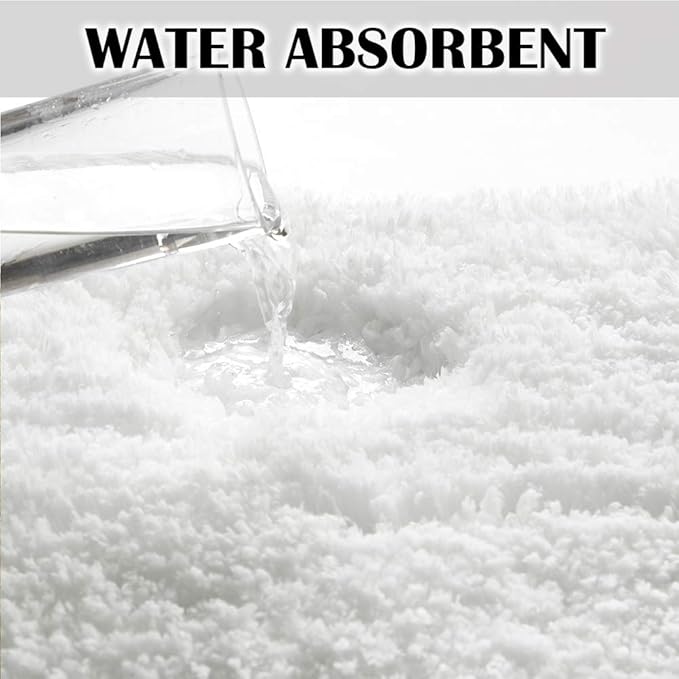 Suchtale Non Slip Bath Mat (20 x 32, White) Water Absorbent Soft Microfiber Shaggy Bathroom Rug Machine Washable Thick Plush Shower Mat