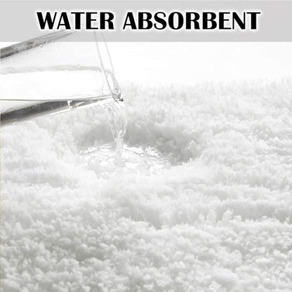 Suchtale Non Slip Shaggy Microfiber Bath Mat, 16 x 24, White - Thick Plush Absorbent Mat - Machine Washable, for Bathroom & Shower