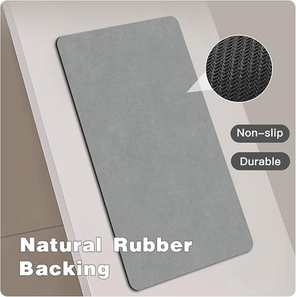 Toilet Rug, Thin Toilet Rugs U Shaped Washable Non Slip Absorbent Quick Dry Low Pile Toilet Mat, 20"x24" U Shape Light Grey