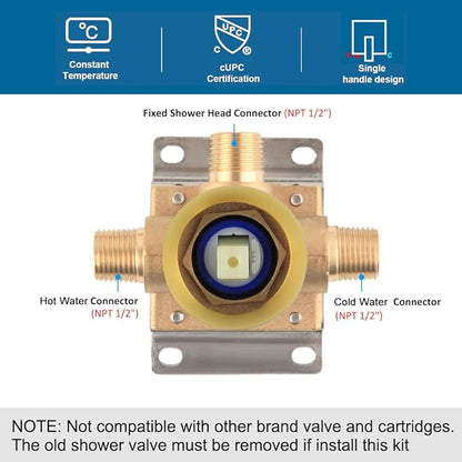 POP SANITARYWARE Ceiling Mount Shower Faucet Set Brushed Gold Bathroom Rainfall 10 Inch Shower Head System Single Handle Shower Trim Kit with Valve