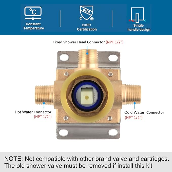 POP SANITARYWARE Shower Faucet Set Brushed Gold Bathroom Rainfall 10 Inch Shower Head System Single Handle Shower Trim Kit with Valve