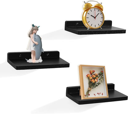 Small Floating Shelf,5 x 8.5 Inch,Set of 3 Small Wall Shelf for Bedroom Living Room Bathroom Kitchen Office (Black)
