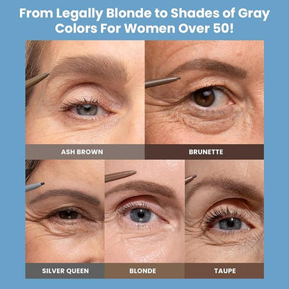 PrimeBrow Pencil for Mature Women ?€? Ultra-Precise Tip for Natural, Hair-Like Strokes ?€? Smudge-Proof & Long-Lasting Wear ?€? Great for Thinning, Sparse, or Graying Brows (Taupe)