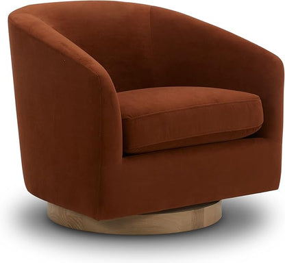 CHITA Swivel Accent Chair, FSC Certified Upholstered Velvet Barrel Chair for Living Room, Fully Assembled, Burnt Orange