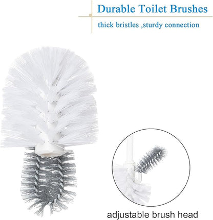 2 Pack Toilet Bowl Brush Without Holder for Bathroom, Under-Rim Double Brush Head, Long Handle Household Cleaning Brushes Set (2 Pack Grey Brush Without Holder)