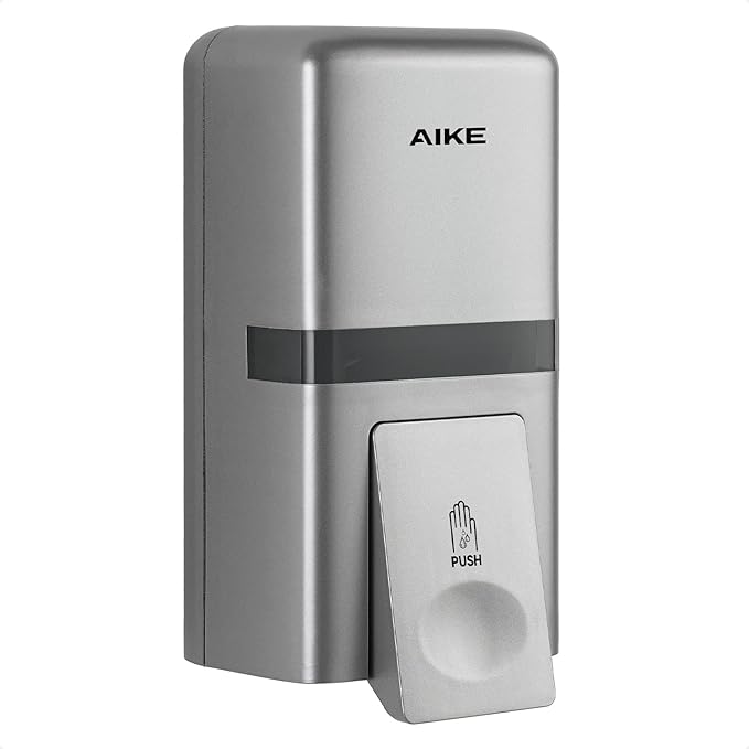 AIKE Wall Mount Liquid Soap Dispenser, 27oz Large Capacity with Extended Pump for Commercial Bathrooms(Silver)
