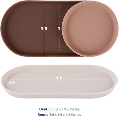 Blue Ginkgo Mini Silicone Trays – Set of 6 Easy-Clean Organizers for Bathroom, Kitchen, Desk, Vanity, and Cosmetics (Brown, Tan, Ivory)