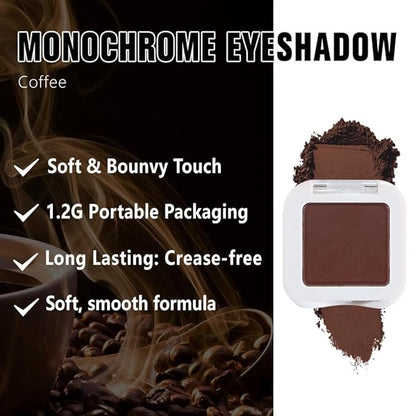 evpct Dark Brown Matte Eyeshadow Singles, Coffee Mocha Cocoa Chocolate Brown Cream Single Matte Eye Shadow Palette Makeup for Older Women, High Pigment Waterproof Monochrome Mini Eyeshadow Palette