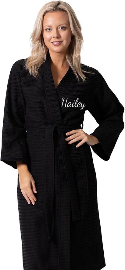 Turkish Linen Waffle Knit Lightweight Kimono Spa & Bath Robes for Women - Quick Dry - Soft