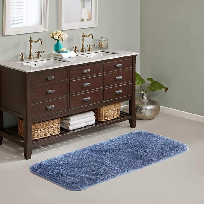 Suchtale Large Bathroom Rug Extra Soft and Absorbent Shaggy Bathroom Mat (24 x 60, Blue) Machine Washable Microfiber Bath Mat, Non Slip Bath Mat, Luxury Bath Floor Mats Rubber Back