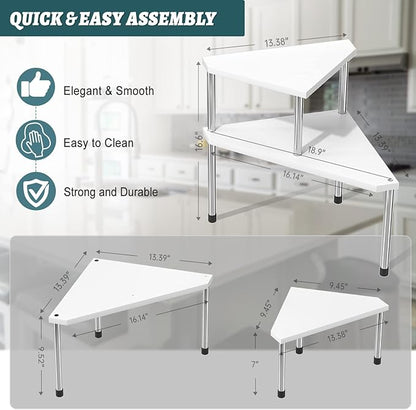 Weenson Bathroom Counter Organizer Over Sink for Toiletries Makeup, Kitchen Countertop Organizer Spice Rack for Salt, 2-Tier Corner Counter Shelf for Coffee Area Storage Dresser Table Bamboo