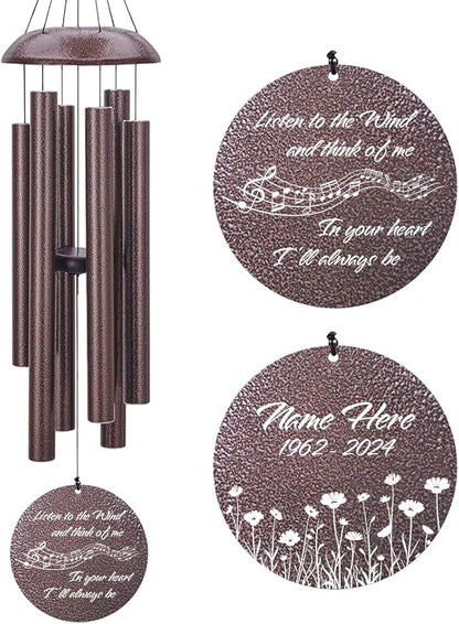 Personalized Sympathy Wind Chime, Memorial Wind Chimes for Loss of Loved One, Bereavement in Memory Wind Chimes, Sympathy Gifts in Memory of Father, Mother or a Loved One