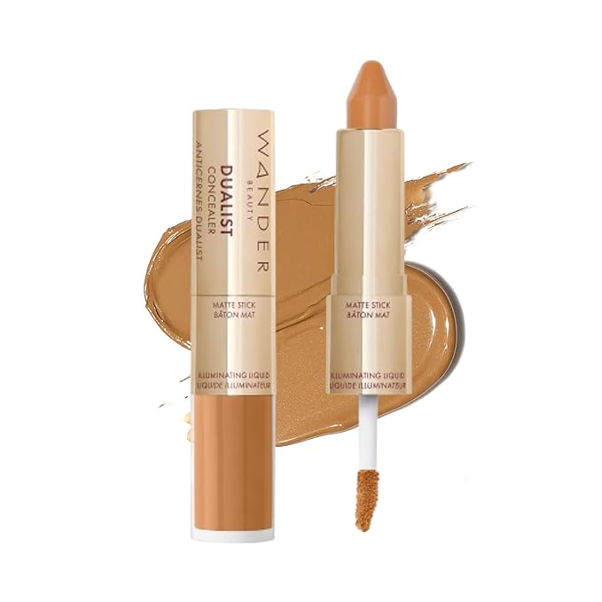 Wander Beauty Dualist Matte and Illuminating Concealer Makeup - Rich - Dual-Ended Matte & Liquid Concealer Stick - Full Coverage Formula to Brighten, Firm & Hydrates Under Eyes - 0.28 fl oz