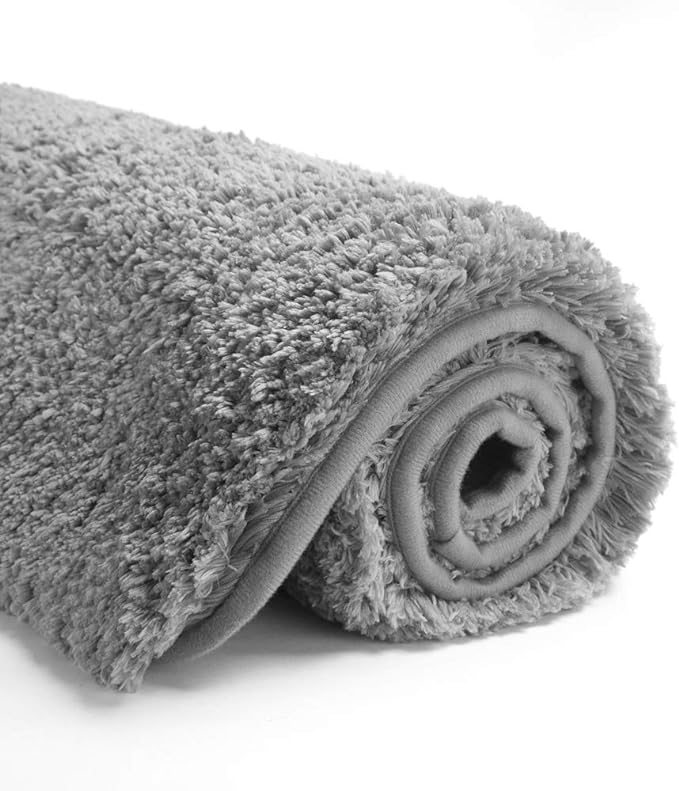 Suchtale Large Extra Soft Bath Mat - 24 x 60, Grey, Machine Washable Microfiber Shaggy Non Slip Luxury Bathroom Floor Mat