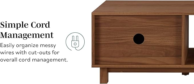 Walker Edison Arundo Fluted TV Stand for TVs up to 65 Inches, 58" TV Stand, Mocha