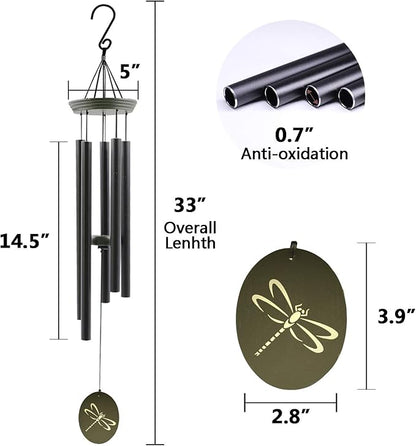 Wind Chimes for Outside, WindChimes Outdoor Tuned Soothing Melody, Wind Chimes Gifts for Mom/Grandma,Wind Chime Outdoor Decoration, Patio, Garden, Yard. (33" Green Dragonfly)