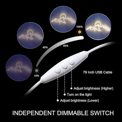 Ulalaza LED Decorative Lights USB Mountains Sunrise Sunset Led Neon Signs Home Decoration Wall Art Holiday Gift Brightness Adjustable 16.5''x11.8''