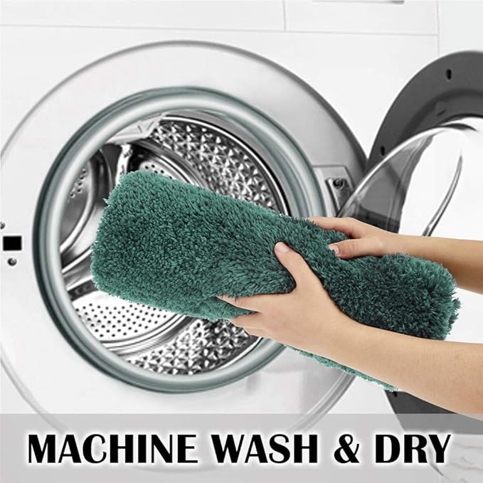 Suchtale Large Bathroom Rug Extra Soft and Absorbent Shaggy Mat (24 x 60, Hunter Green) Machine Washable Non Slip Microfiber Mat With Rubber Back