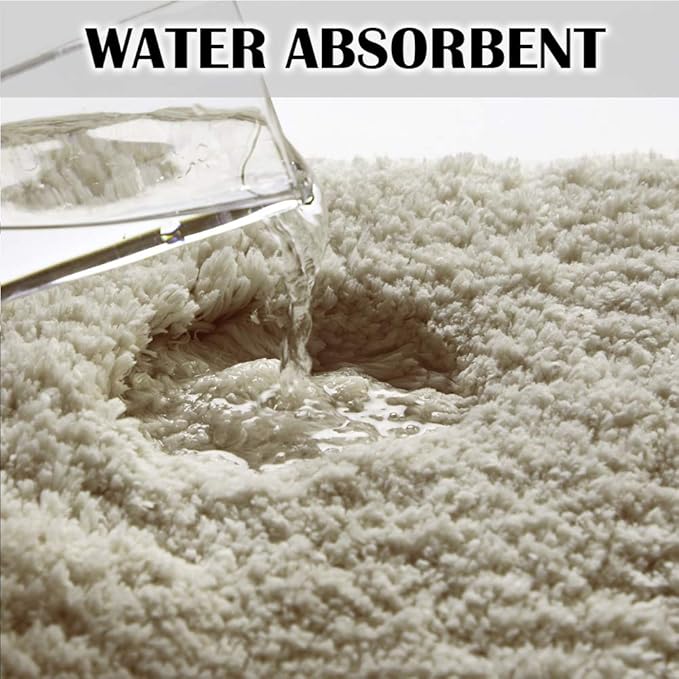 Suchtale Large Bathroom Rug Extra Soft and Absorbent Shaggy Bathroom Mat (24 x 60, Light Tan) Machine Washable Microfiber Bath Mat for Bathroom, Non Slip Bath Mat, Bathroom Floor Mats Rubber Back